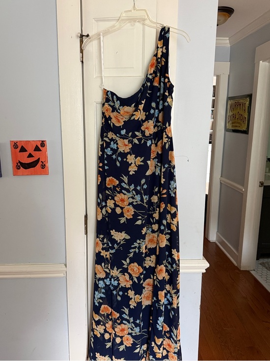 Lulus Dresses & Skirts - Lulu's Navy One-Shoulder Floral Maxi Dress